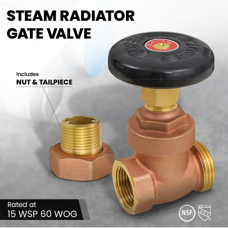 Midline Valve 6I33 Steam Radiator Gate Valve; Air Vent Temperature