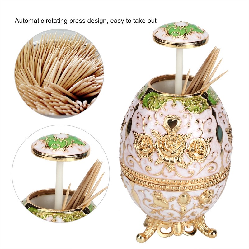 Automatic Rotating Press Toothpick Holder Box Dispenser Organizer Container Decoration