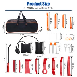 Windspeed 27 Pack Car Tool Kit Emergency, Auto Trim Tool Kit Panel Fastener Removal Tool, 2 Air Wedge Bag/Non-marring Wedges/Storage Bag for Vehicles Interior Repair Tools