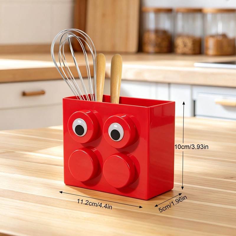 Cute Brick-Style Magnetic Basket Organizer for Fridge, 2 Pack ABS
