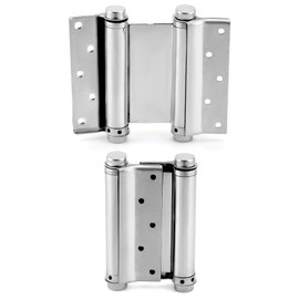 QWORK Heavy Duty Cafe Saloon Bars Door Swing Hinges, 4 Pack 5" Stainless Steel Self Closing Swing Hinges, Double Action Spring Door Hinges, Including Pins and Screws