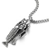 COOLSTEELANDBEYOND Extra Large Mens Fish Skeleton Bone Pendant Necklace Steel