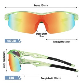 DUCO DK261 Children's Sunglasses, Baseball Sunglasses, Polarized Sunglasses, Sports, Ultra Lightweight Frame, UV Protection, For Running, Cycling, 5-12 Years Old, green-orange