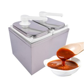 4L Sauce Dispenser Pump, Stainless Steel Sauce Pump Dispenser, Extruded Condiment Dispensing Container with 2 of 2.1 Quart Jars Mixizap