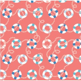 The Craft Cotton Co - by The Coast by Victoria Louise Life Buoys Nautical Cotton Fabric by 0.5Metres 44'' Wide 100% Organic Cotton Fabric Crafts, Quilting, Sewing