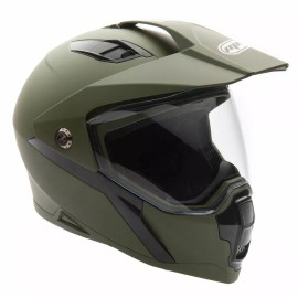 MMG Helmet Dual Sport Off Road Motorcycle Dirt Bike ATV Flip Up Visor Green (XL)