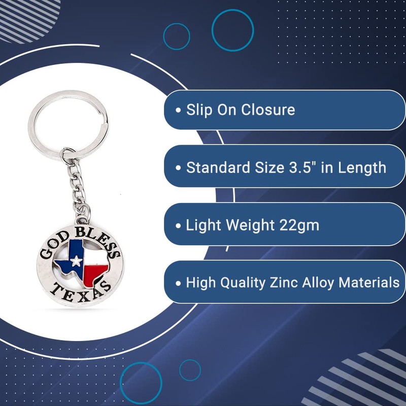 Lamatar1 Texas Souvenir Keychain Metalic (God Bless Texas Keychain)
