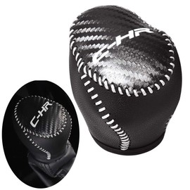 Kayafar Toyota C-HR Dedicated Shift Knob Cover, Shift Grip Cover, Leather Cover, Interior Parts, CHR Emblem, Garnish, Parts, Scratch Prevention (Carbon Style 1)
