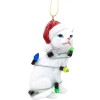 December Pets White Tabby Cat Christmas Tree Ornament with Santa