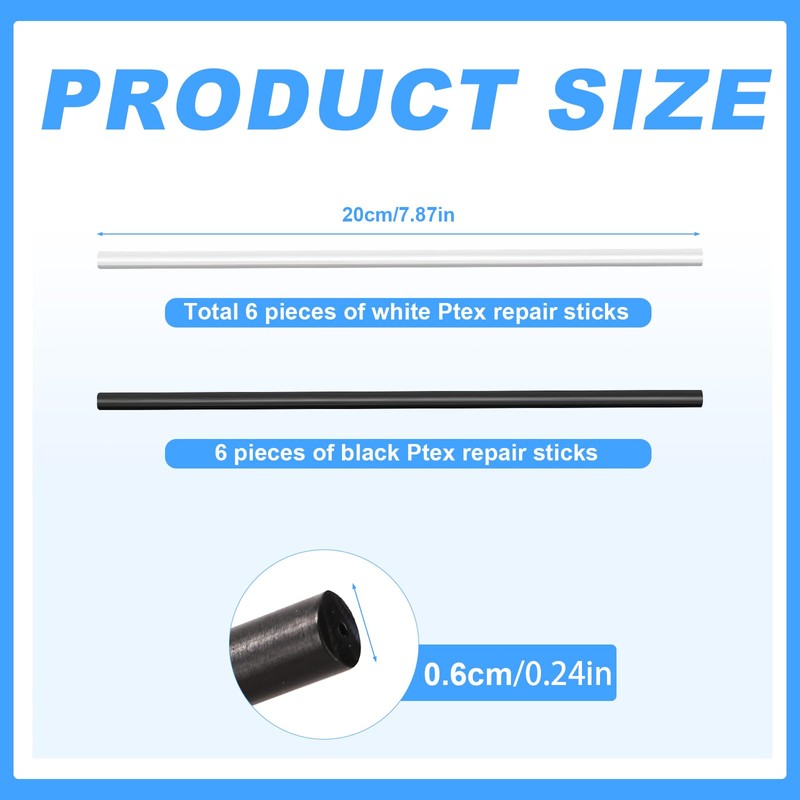 lasuroa 12pz Kit Riparazione Snowboard Sci, 6mm Ptex Riparazione Sci