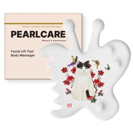 PEARLCARE Korean Traditional Ceramic Gua Sha Self Care Massage Tool for Facial Skin Care Face Lift Muscle Relief Body Massager (Image Cat)