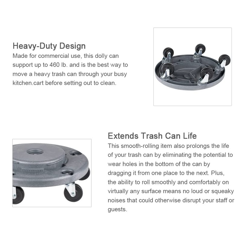 Trash Can Dolly Heavy-Duty | 5 Casters | 460 Lb