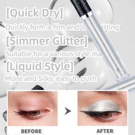 Lilbitty 1 Piece Glitter Eyeshadow Liquid Pigments Metallic Shine Sparkling Smokey Eye Look Shimmer Silver Silver Mother of Pearl Glitter Eyeshadow Liquid