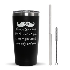 Gifts for Dad From Daughter Son,Dad No Matter What/Ugly Children 20 Oz Black Dad Tumbler, Dad Gifts, Fathers Gifts for Dad - Birthday Gifts for Dad, Unique Christmas Gifts for Dad, Tumbler for Dad