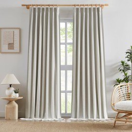 Aipilto 100 Inch Full Blackout Custom Length Curtains & Drapes 2 Panels,Natural Thick Linen Textured Pinch Pleat Curtains for Living Room (40 Wide Each Panel,80 Wide x 100 Tall) Back Tab with Hooks