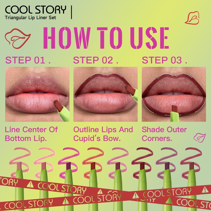 8pcs Nude Lip Liner Makeup Set - Waterproof & Smudge-Proof