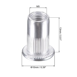 VEDA® Aluminium Rivet Nuts M5 x 0.8 Rivet Nuts, Blind Rivet Nuts x 50 Pieces