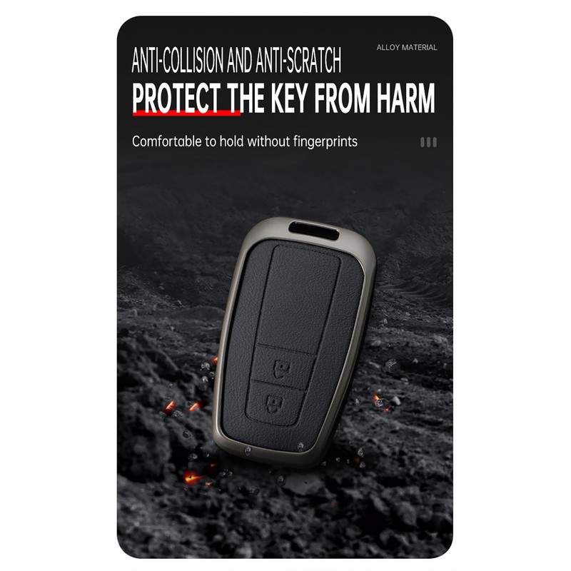 TECART Leather Key Fob Cover Metal Key Case Cover Protector