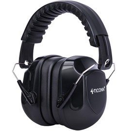 TICONN Noise Cancelling Headphones for Adults, NRR 26dB Ear Muffs for Noise Reduction, Adjustable Ear Muffs for Shooting Range, Construction, Studying, Concerts, and Fireworks (Black)
