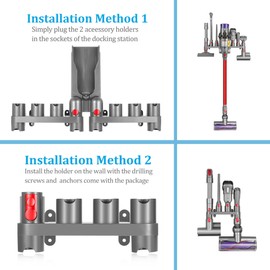 Charlux Accessory Holder for Dyson V15 V12 V10 V8 V7 Gen5 Attachment Holder Wall Mount Tool Holder Organizer Accessories for Dyson Vacuum Cleaner, Use On Docking Station Or On Wall(2 Pack)