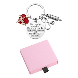 NIDHFG 1 Piece Nurse Keychain And 1 Piece Packaging Box, Fun Stainless Steel Pendants, Creative Gifts, Decorative Pendants.