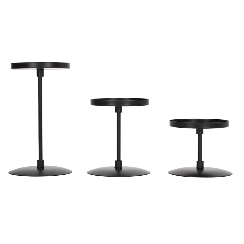 3pcs Pillar Candle Holder Black Double Sided Black Piano Paint