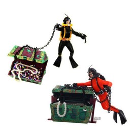 BESPORTBLE 2pcs Treasure Chest Floating Diver for Fish Tank Fish Tank Diver Fish Tank Landscape Ornament Diver Decoration Ornaments Live Fish for Aquarium Treasure Black Pneumatic Accessories