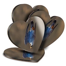 4 x Heart Coasters - Peregrine Falcon Bird Dive Cork Backed MDF Glossy Tea Coffee Accessory #53135