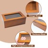 HaoGludi Wood Storage Box with Window, Rustic Style Square Pine