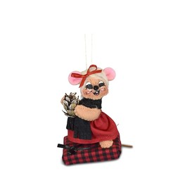 Annalee Winter Woods Gift Mouse Christmas Tree Ornament, 3 in