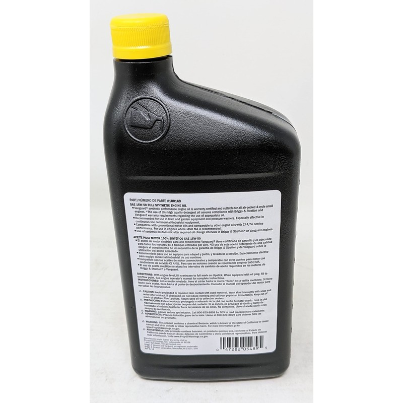 Briggs & Stratton 15W-50 (2 Quarts) Full Synthetic Vanguard 810cc
