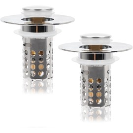 2 PCS Tapón para Fregaderode de Baño, 1.25 a 1.5in Tapón para Lavabo de Baño, Colador de Drenaje Emergente de Acero Inoxidable, Filtro de Drenaje Antiobstrucción con Cesta de Filtro Extraíble