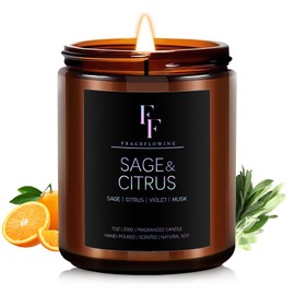 Sage & Citrus Candle, Scented Candle for Home Soy Wax Candle, Aromatherapy Candle Gift for Women Men, 7oz