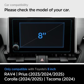 Spigen Tempered Glass Screen Protector [GlasTR Slim] designed for Toyota RAV4 (2023/2024/2025), Prius (2023/2024/2025), Corolla (2024/2025), Tacoma (2024), Camry (2025) 8 inch Dashboard Touchscreen - Crystal Clear