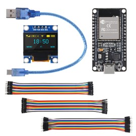 AITRIP 2PCS USB-C ESP-32 Development Board CP2102 Chip+2PCS 0.96 Inch OLED I2C IIC Display Module 12864 Pixel SSD1306 OLED Screen Board with 30pcs 20cm Dupont Wire Compatible with Arduino Raspberry Pi