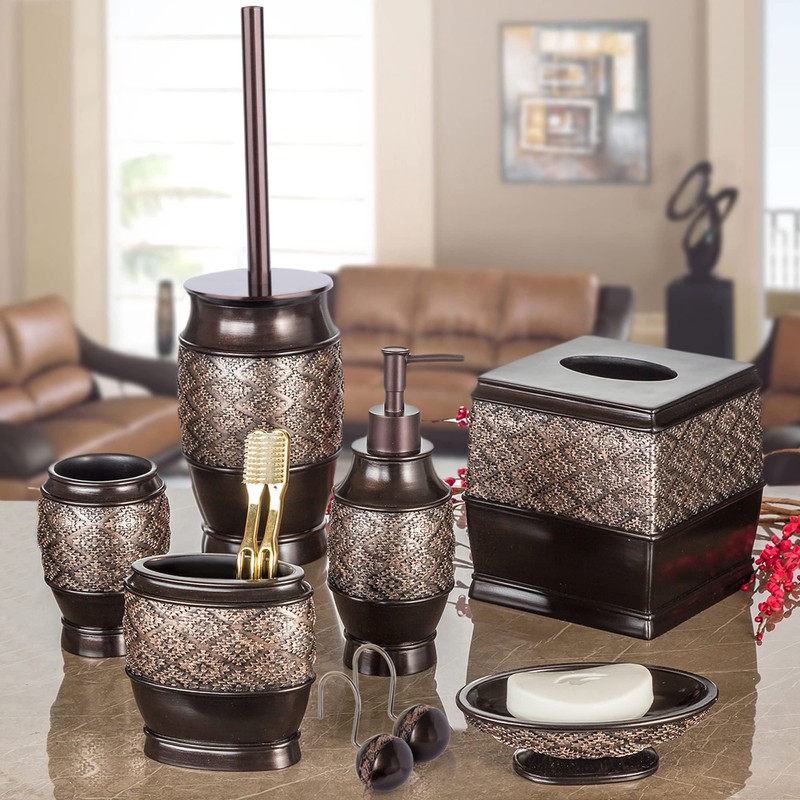 Creative Scents Dublin Brown Bathroom Accessories Set - 6-Piece Bathroom