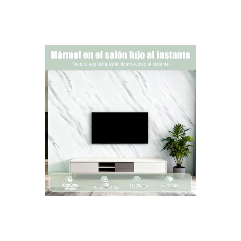 ZYJXLY 60x1200cm Papel Tapiz Autoadhesivo,Lámina autoadhesiva de mármol brillante impermeable,Vinilo
