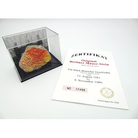 Berlin Souvenirs - Pieza original de la pared de Berlín – Auténtico recuerdo de la pared real en Alemania montado en una caja de plástico