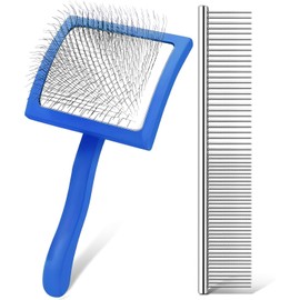 2pcs Cepillo para Perro, Acero Inoxidable Extra Largo Pin Cepillo de Pelo de Perro, Cepillo de Grooming de Mascota de Gato y Perro, Cuidando de Nudos de Pelo de Mascota, Conveniente para Gatos y Perros