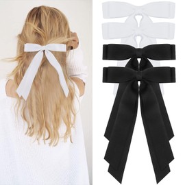 Canitor Hair Bows for Girls Cute Hair Accessories for Women Hair Ribbons Bowknot Duckbill Hair Clips Preppy Teen Girl Gifts Trendy Stuff Black White