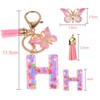 YPYMOD Lnitialen Keyring Tassel Butterfly Sequins Love Letter Keyring, Pink,