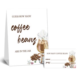 Guess How Many Coffees Beans Baby Shower Game Set - 1 Standing Card with 50 PCS Guessing Cards, Bridal Baby Shower Decorations Supplies Favors-03