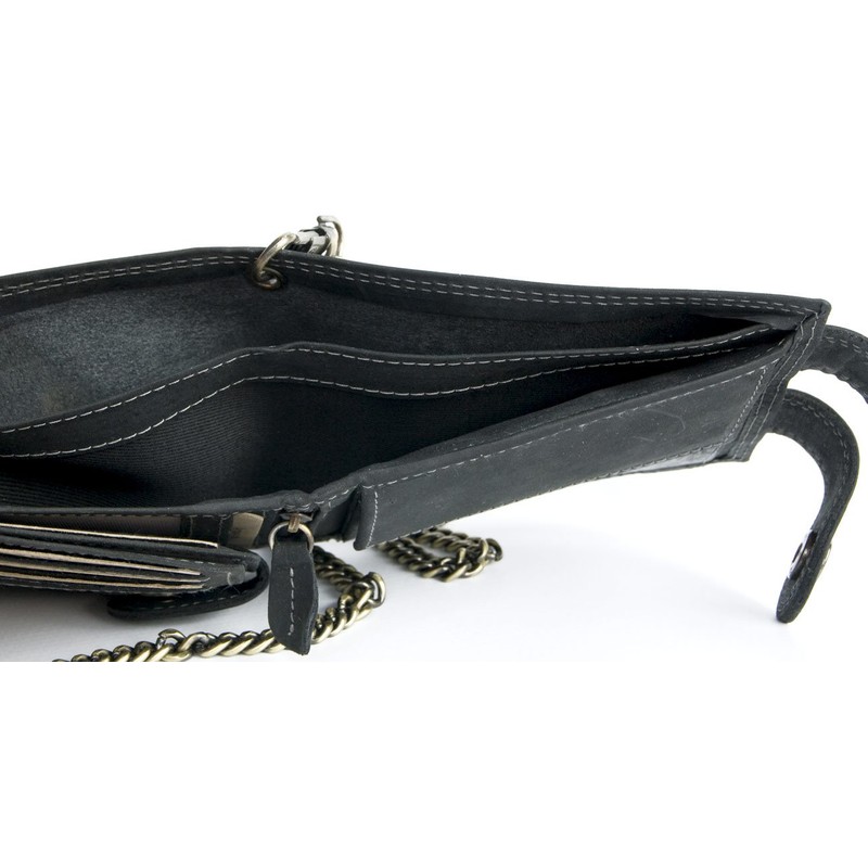 Men's Very Dark Gray Biker's Wallet with 20 Inch Long