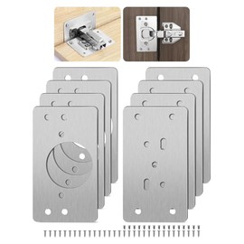 Hinge Repair Plate, Stainless Steel Hinge Repair Kit, Kitchen Cabinet Repair Plates with 36 Pieces Screws for Repairing Door, Cabinet, Home Furniture, Drawer, Boxes, Window (5 x 9 cm)