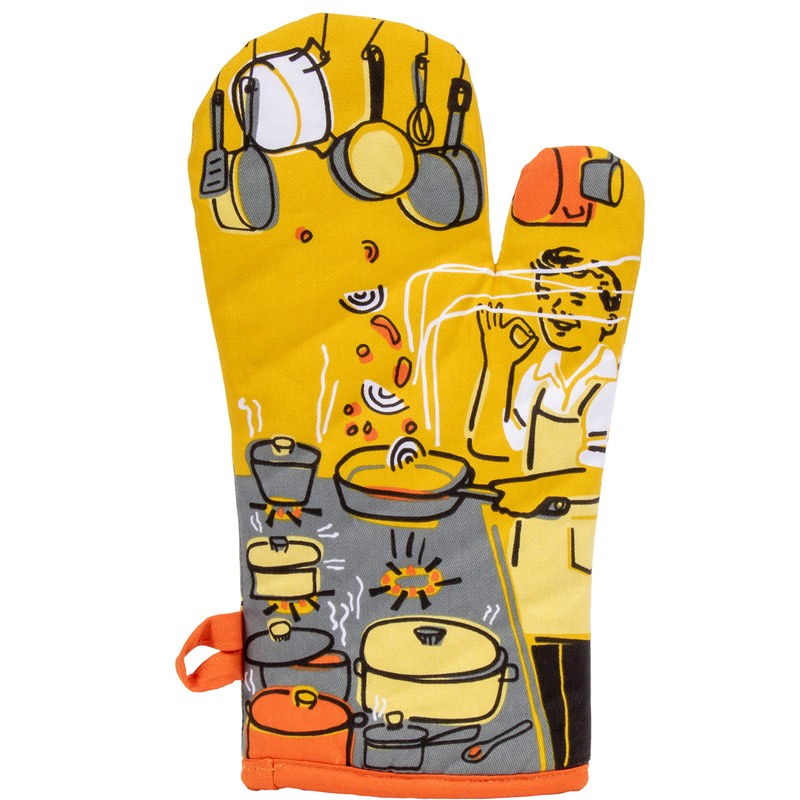 Blue Q Man with A Pan Oven Mitt, 1 EA