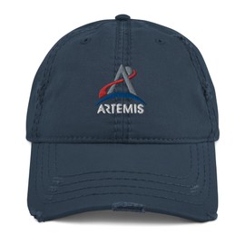 MTN TOOL Artemis Distressed Dad Hat, NASA Hat, NASA Gift Navy