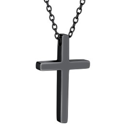 PROSTEEL Black Cross Necklace Women Men with Stainless Steel Chain