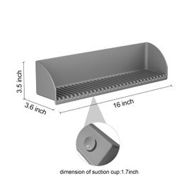 Splash Guard for Bathtub & Sink - Silicone Kids Bath Splash Guard Shelf, Bath Toy Tray Holder, Tub Water Splash Guard with 4 Suction Cups, Bathroom Accessories for Children & Toddler Bath, 1Pack, Grey