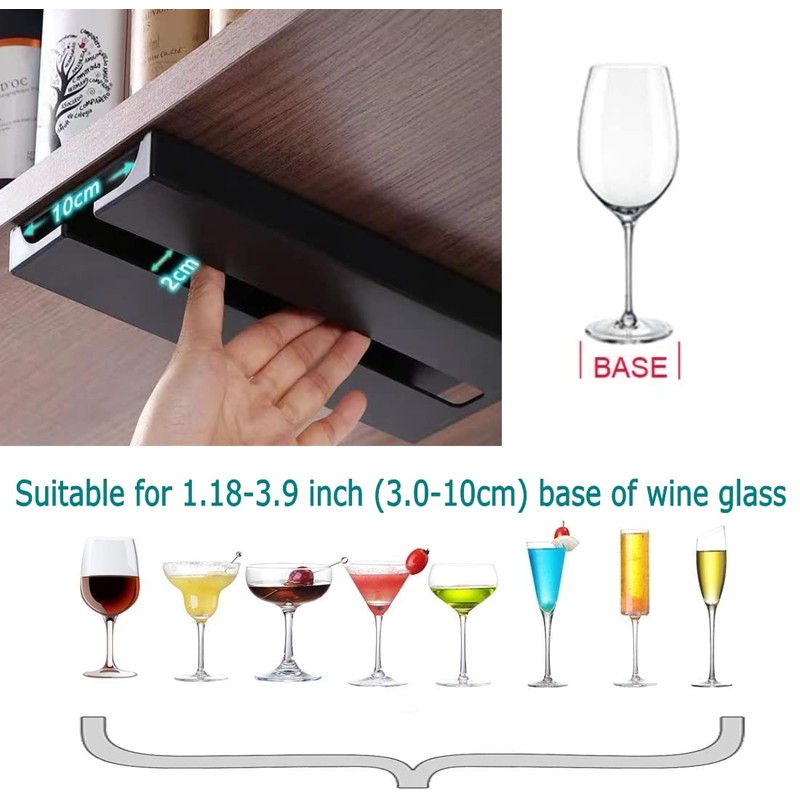 runruii Wine Glass Holder Under Shelf Cabinet Wine Glass Rack