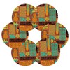 susiyo 6 Pcs Exotic Tiki Pattern Coasters with Holder Absorbent